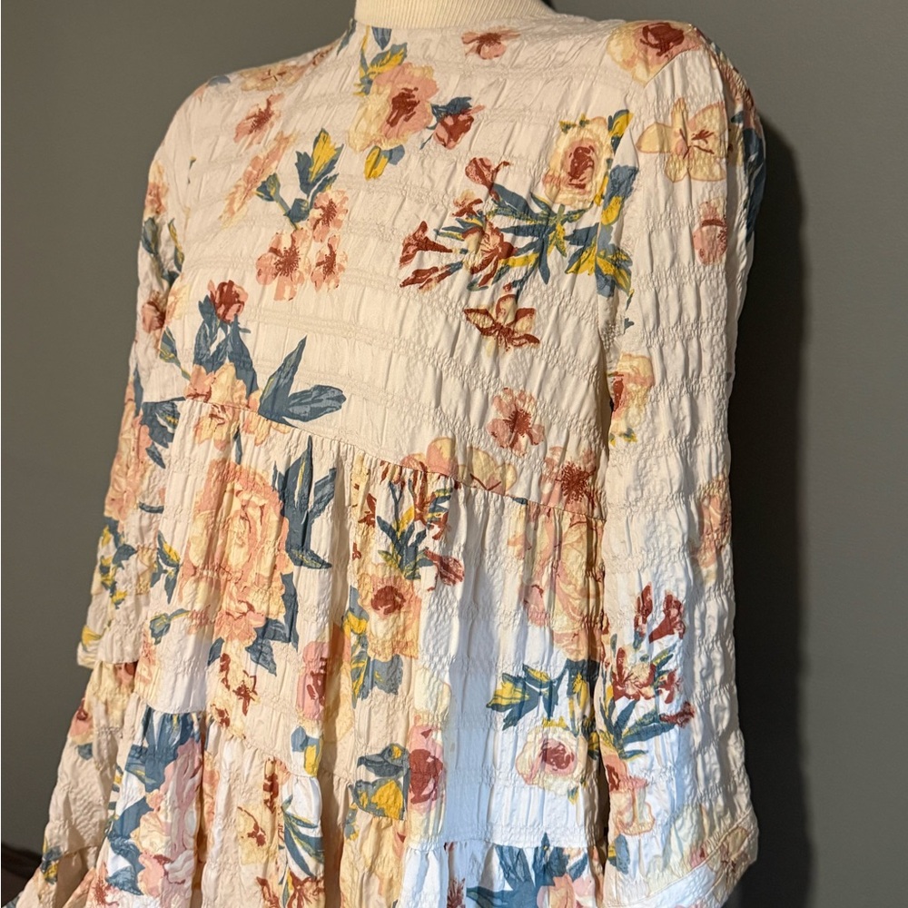 Zara Floral Dress - White, Pink, Blue